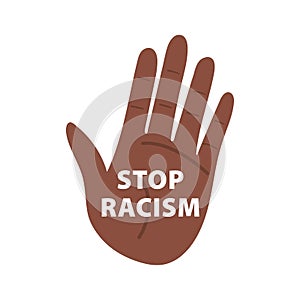 Stop racism lettering phrase design with hand. Black lives matter concept illustration.