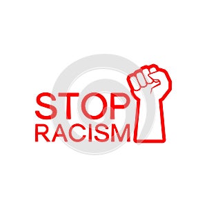 Stop racism message icon isolated on white background