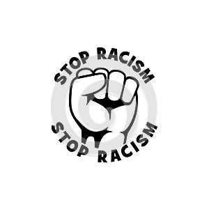 Stop racism message icon isolated on white background