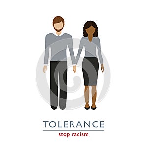 Stop racism tolerance concept couple with different skin colors
