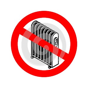 Stop Radiator heat. Red road Forbidding sign. Ban Electric heating radiator