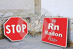 Stop Radon gas concept with a preparatory stage for the construction of a ventilated crawl space in an old building against