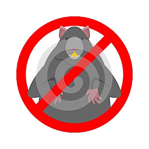 Stop Rat. Ban Big Mouse. Rodent Prohibitive sign vector Illustration
