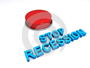 Stop recession button on white