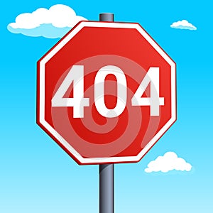 Stop red road sign 404 error raster illustration