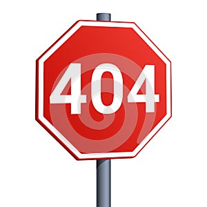 Stop red road sign 404 error vector illustration
