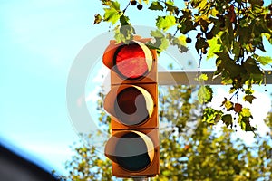 STOP! red traffic light - road safety