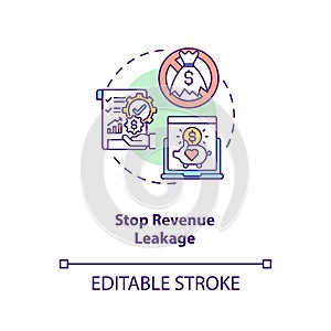 Stop revenue leakage concept icon