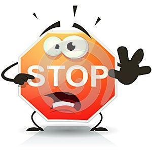 Stop Road Sign Icon Character