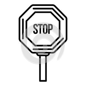 Stop road sign icon outline vector. Before railway crossing