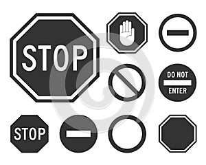 Stop road sign set