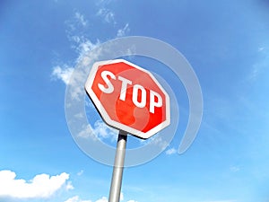 Stop roadsign near asphalt road