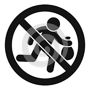 Stop robbery run icon simple vector. Secure crime