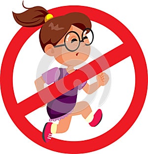 Stop Running Sign for Children Vector Cartoon Icon