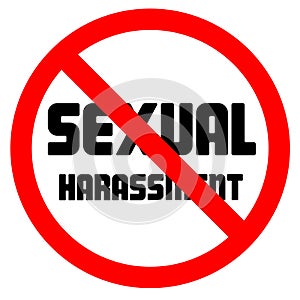 Stop sexual harassment forbidden sign negative space vector illustration