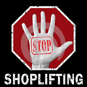 Stop shoplifting conceptual illustration. Global social problem