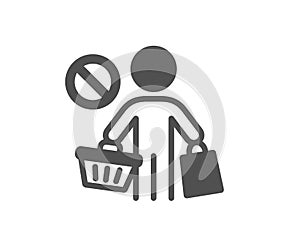 Stop shopping icon. No panic buying sign. Vector