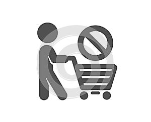 Stop shopping icon. No panic buying sign. Vector