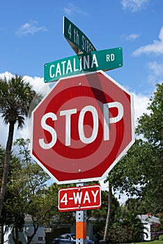 Stop sign at 4-way junction