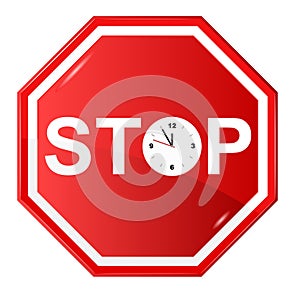 Stop sign with clock