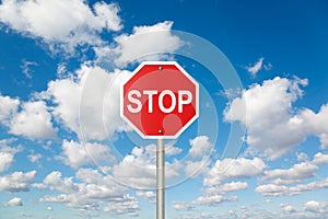 STOP sign on clouds in sky collage