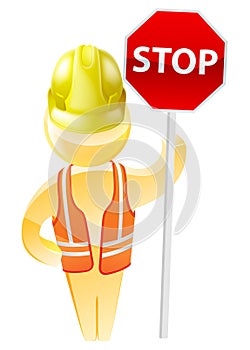 Stop sign construction man