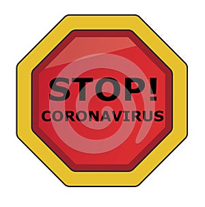 Stop sign coronavirus, caution icon