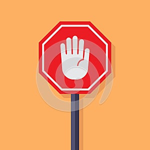 Stop sign, flat design vector illustration