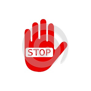 Stop sign with hand. Vector illustration