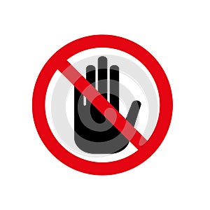 Stop sign with human hand symbol. Vector