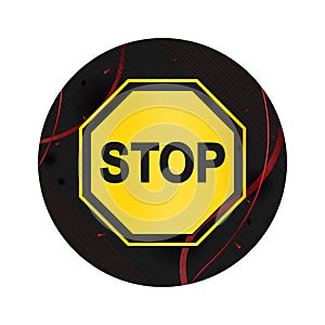 Stop sign icon elegant black round button