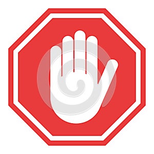 Stop sign, icon hand vector. Red color singe symbol illustration photo