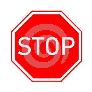 Stop sign icon. Red hexagon road sign symbol. Warning signal danger highway vector