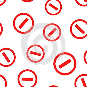 Stop sign icon seamless pattern background. Business concept vector illustration. Danger stop alert symbol pattern.
