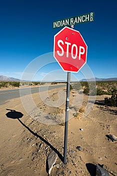 Stop sign on Indian Ranch road photo
