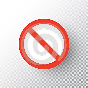 Stop sign isolated on transparent background. Red road no sign. Traffic regulatory warning stop symbol. Notify drivers photo