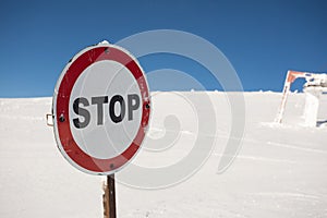 Stop sign in mountains