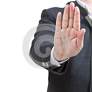 Stop sign by one open palm - hand gesture