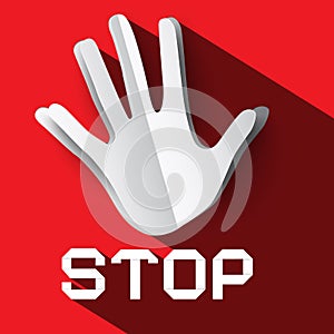 Stop Sign. Palm Hand with Stop Title