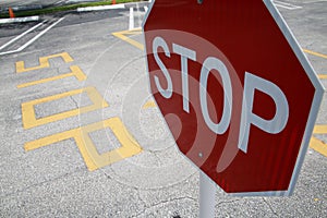 Stop Sign in Parking Lot