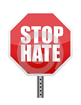 Stop sign reading Stop Hate