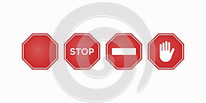 Stop sign, set. Infographic element. Vector illustration