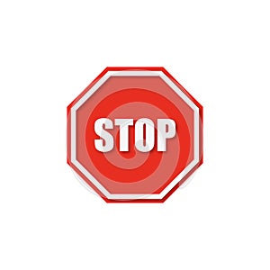 Stop sign with shadow in flat style