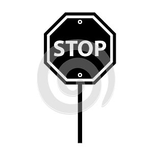 Stop Sign Silhouette. Black and White Icon Design Elements on Isolated White Background