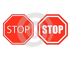 Stop sign. Stop icon isolated on white background. Vector illustration