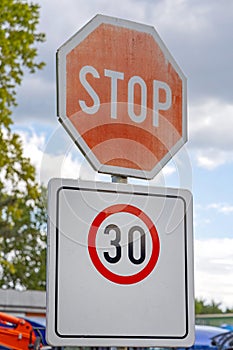 Stop Sign Thirty Zone