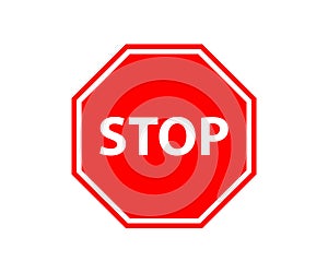 Stop sign vector symbol. Safety and warning traffic attention. Transportation law security signs