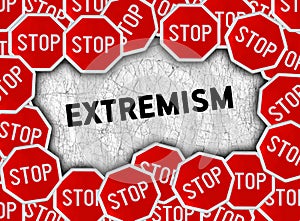 Stop sign and word extremism