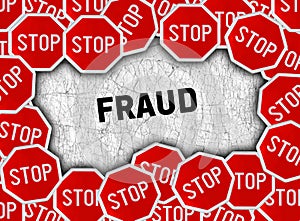 Stop sign and word fraud