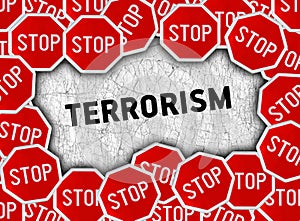 Stop sign and word terrorism